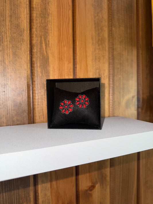 Small Concho Flower Stud Earrings