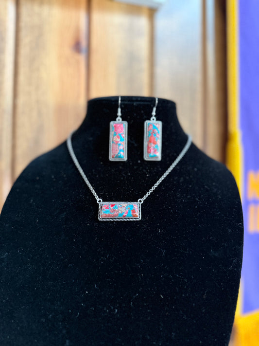 Pink/Teal Oyster Rectangle Jewelry