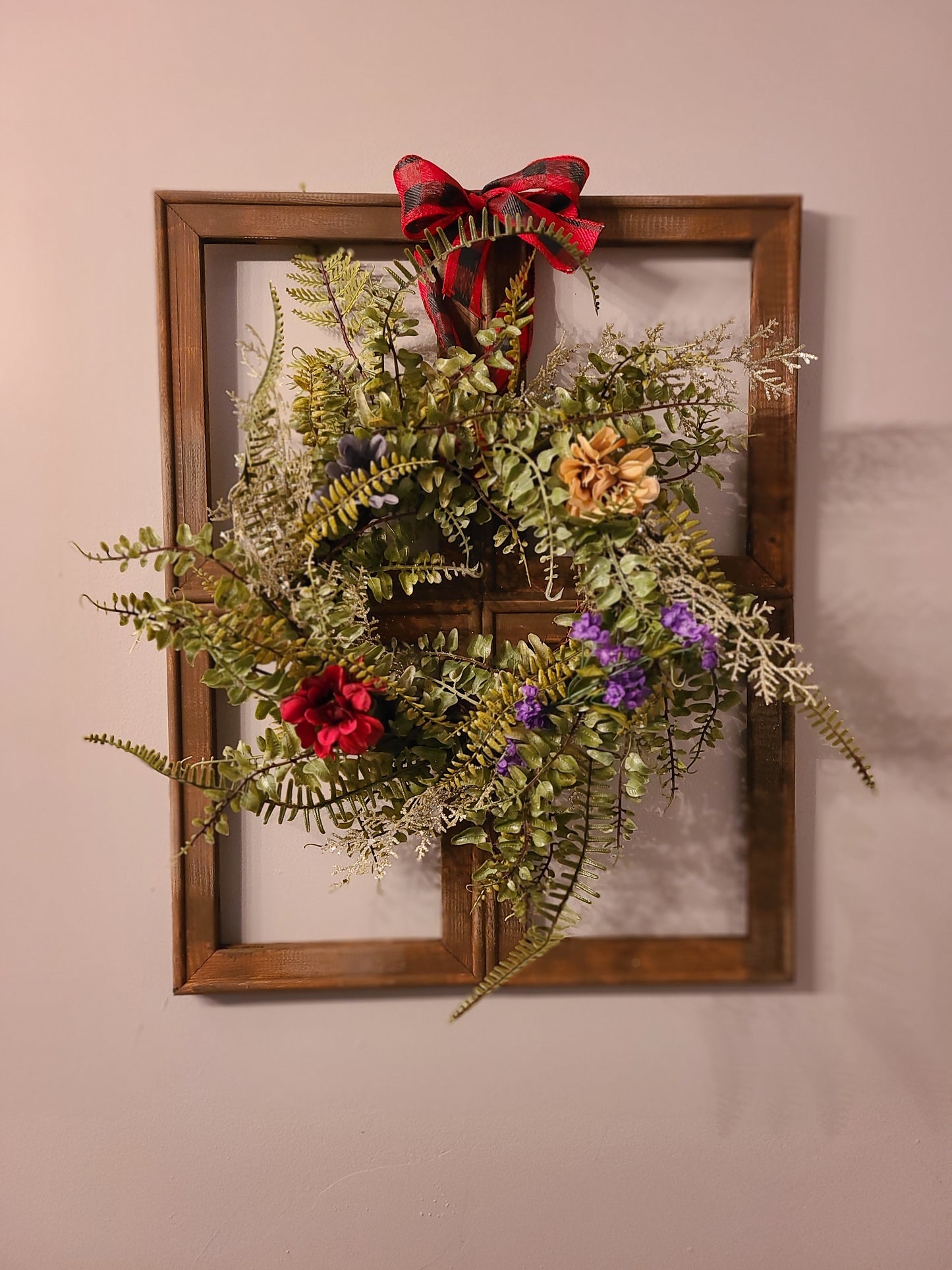 Window Frame Wreath Wall Decor