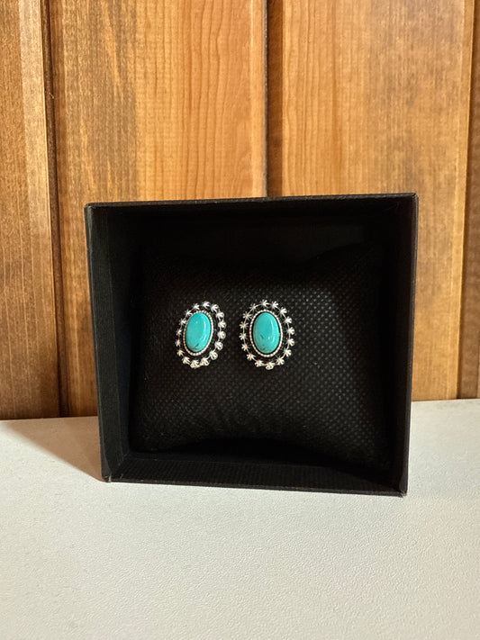 Oval Turquoise Stud Earrings