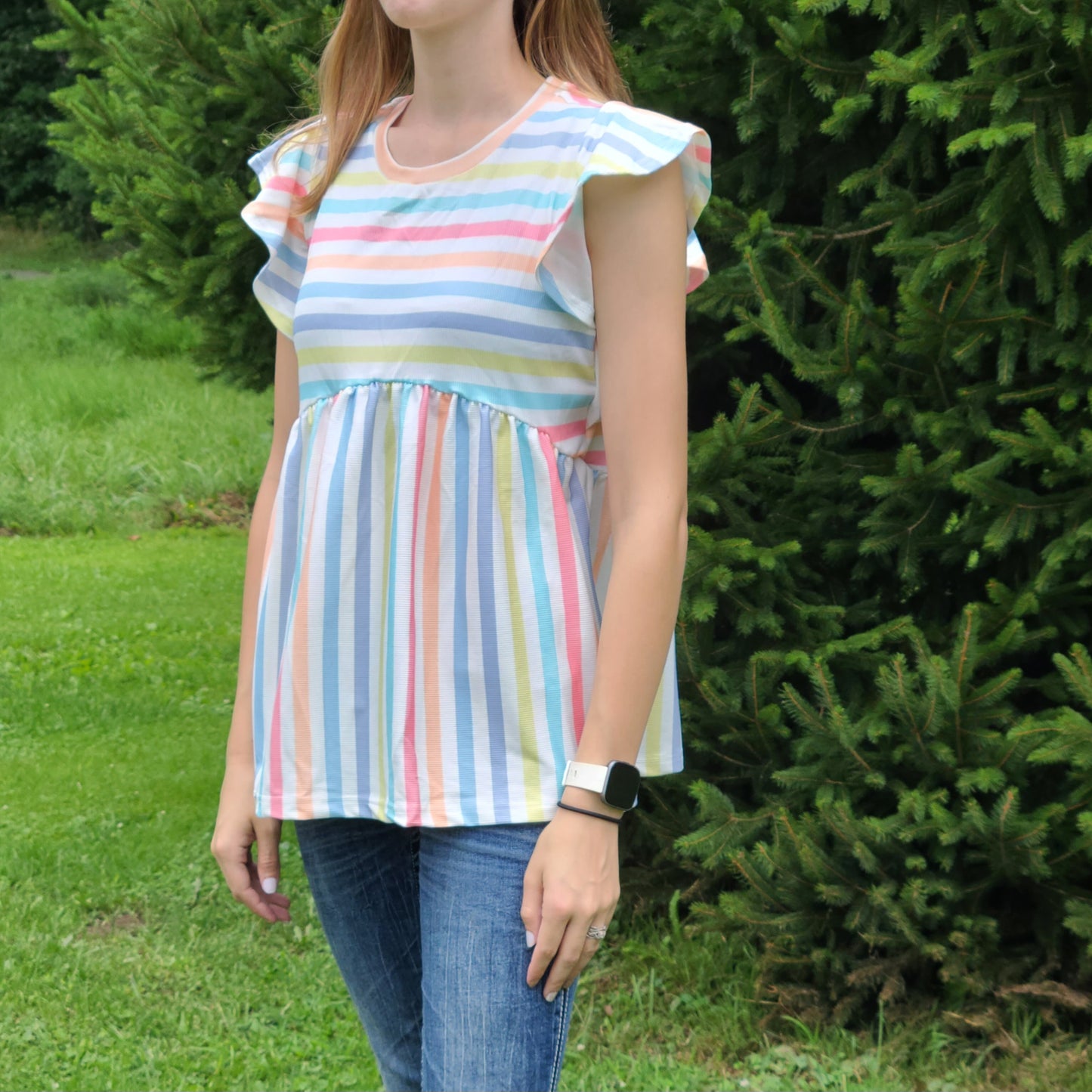 Pastel Striped Flowy Tank
