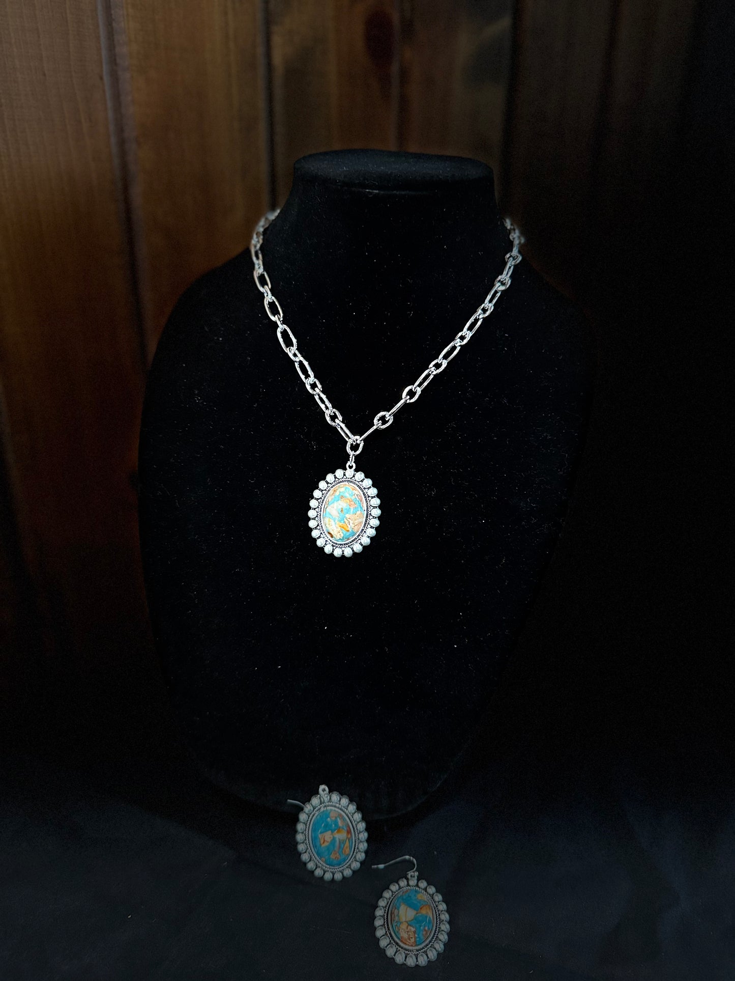 Studded Oval Necklace