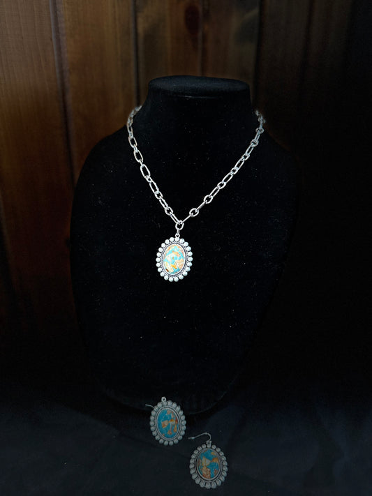 Studded Oval Necklace