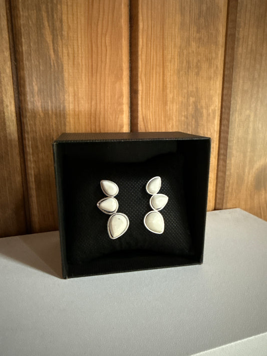 Navajo White Turquoise Flower Stud Earrings
