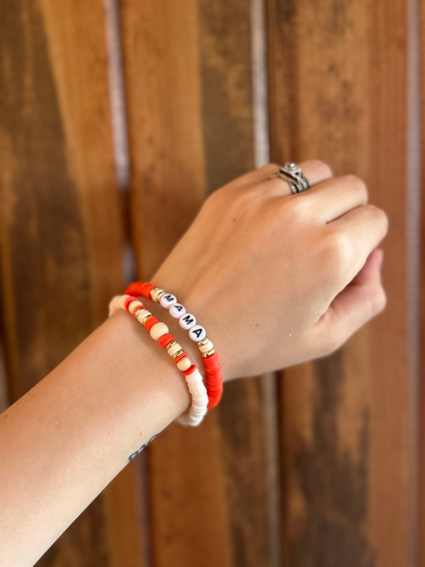 Mama Clay Bead Bracelets (Black Letters)