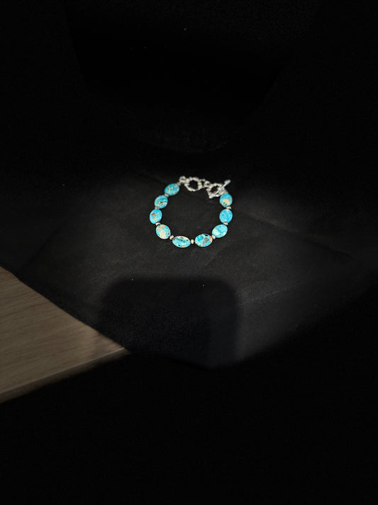 Oval Gemstone with Navajo Pearl Bracelet