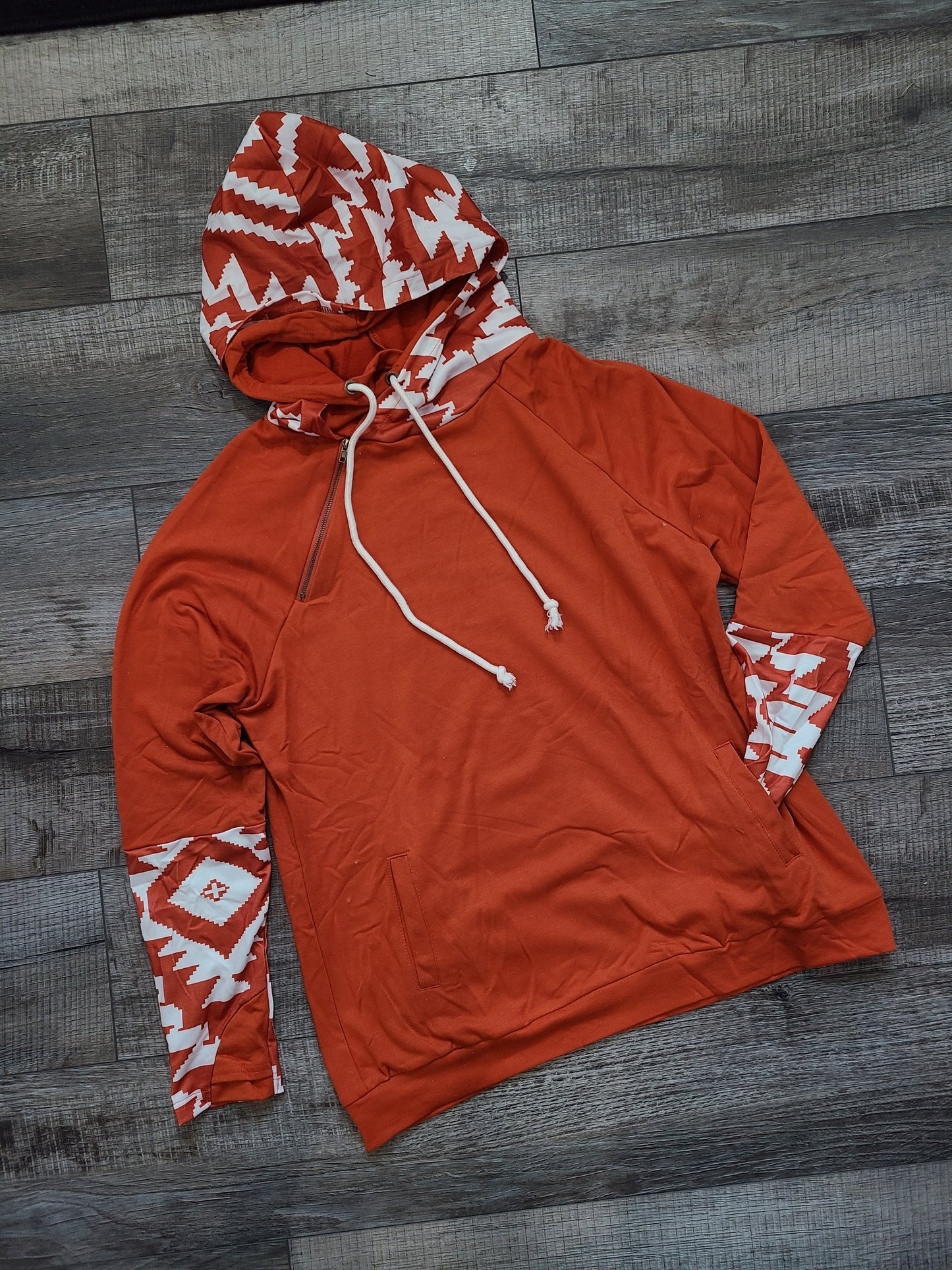 Rust Orange Aztec Hoodie
