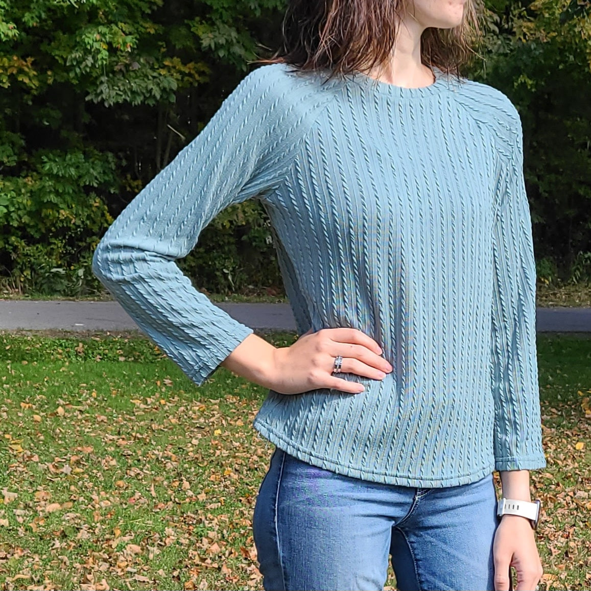 Blue Ribbed Sweater