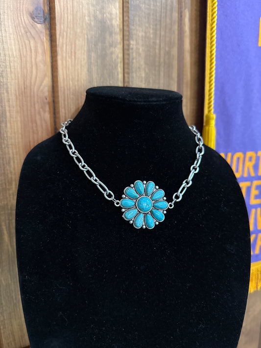 Navajo Turquoise Flower Necklace
