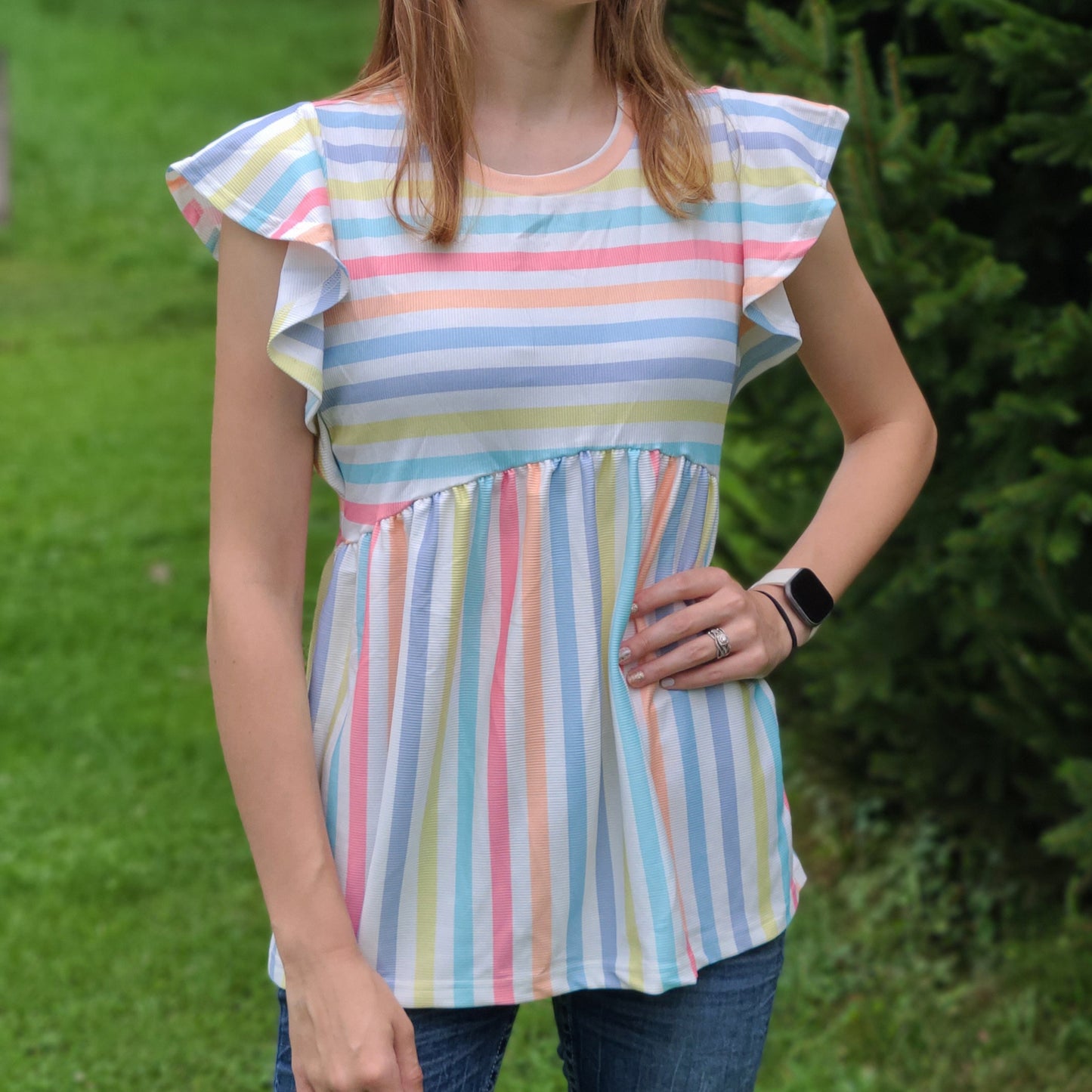 Pastel Striped Flowy Tank