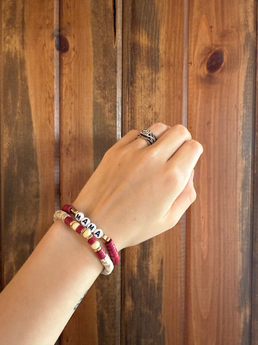 Mama Clay Bead Bracelets (Black Letters)