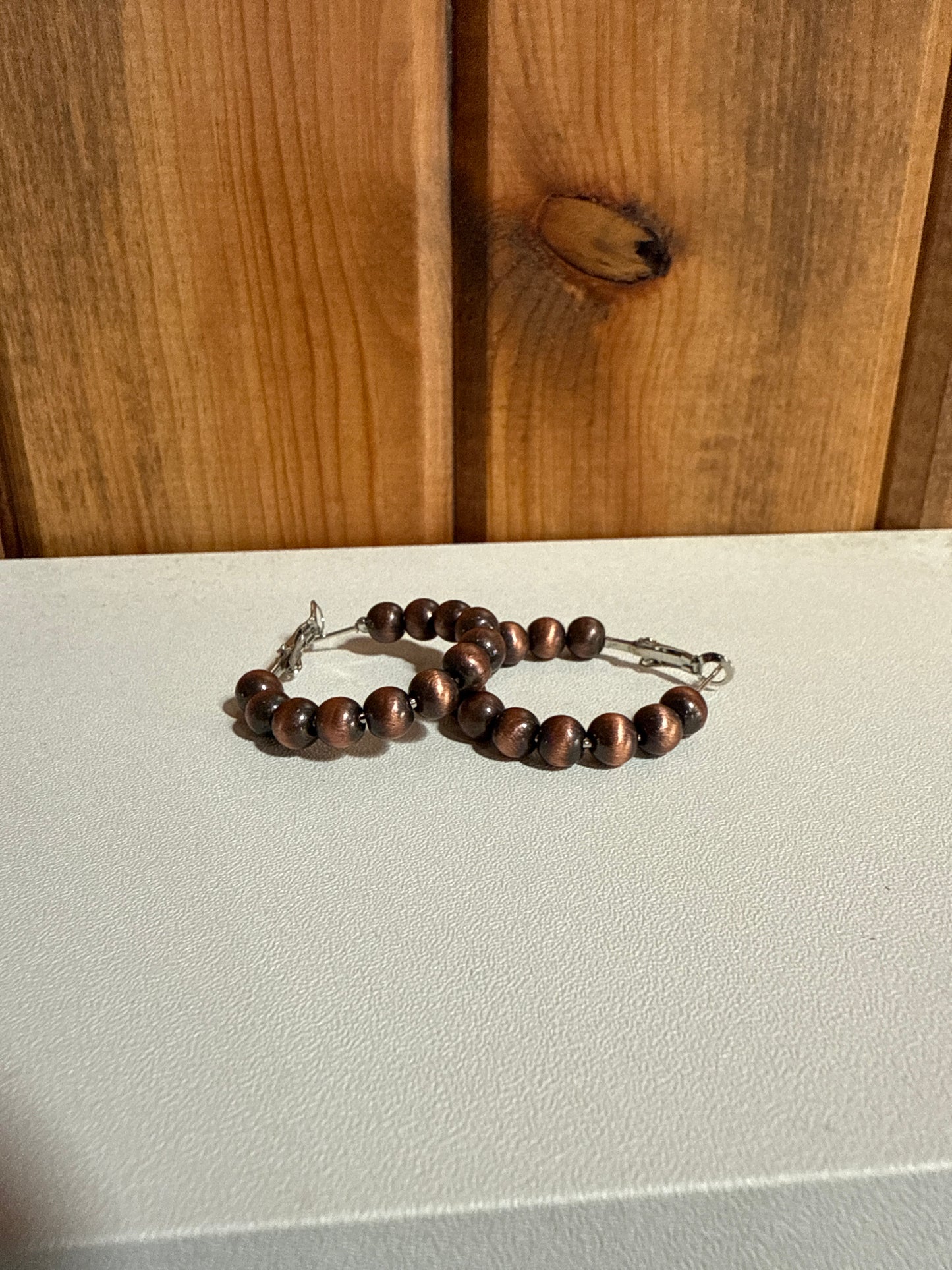 Copper Navajo Bead Hoop Earrings
