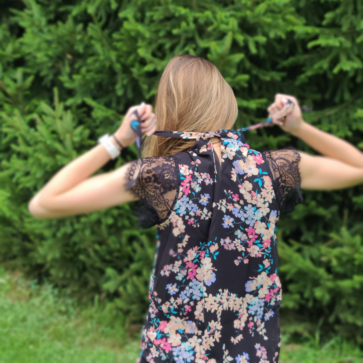 Floral Tank with Lace