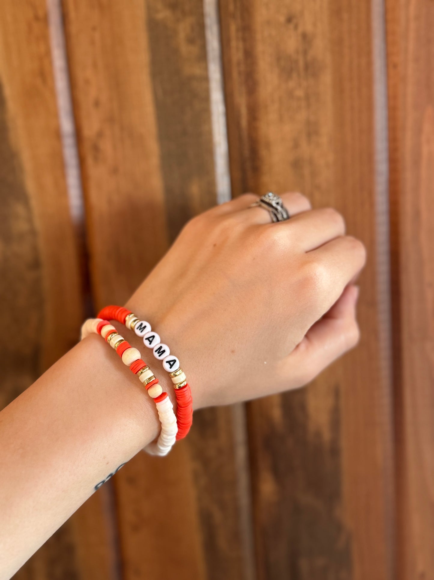 Mama Clay Bead Bracelets (Black Letters)