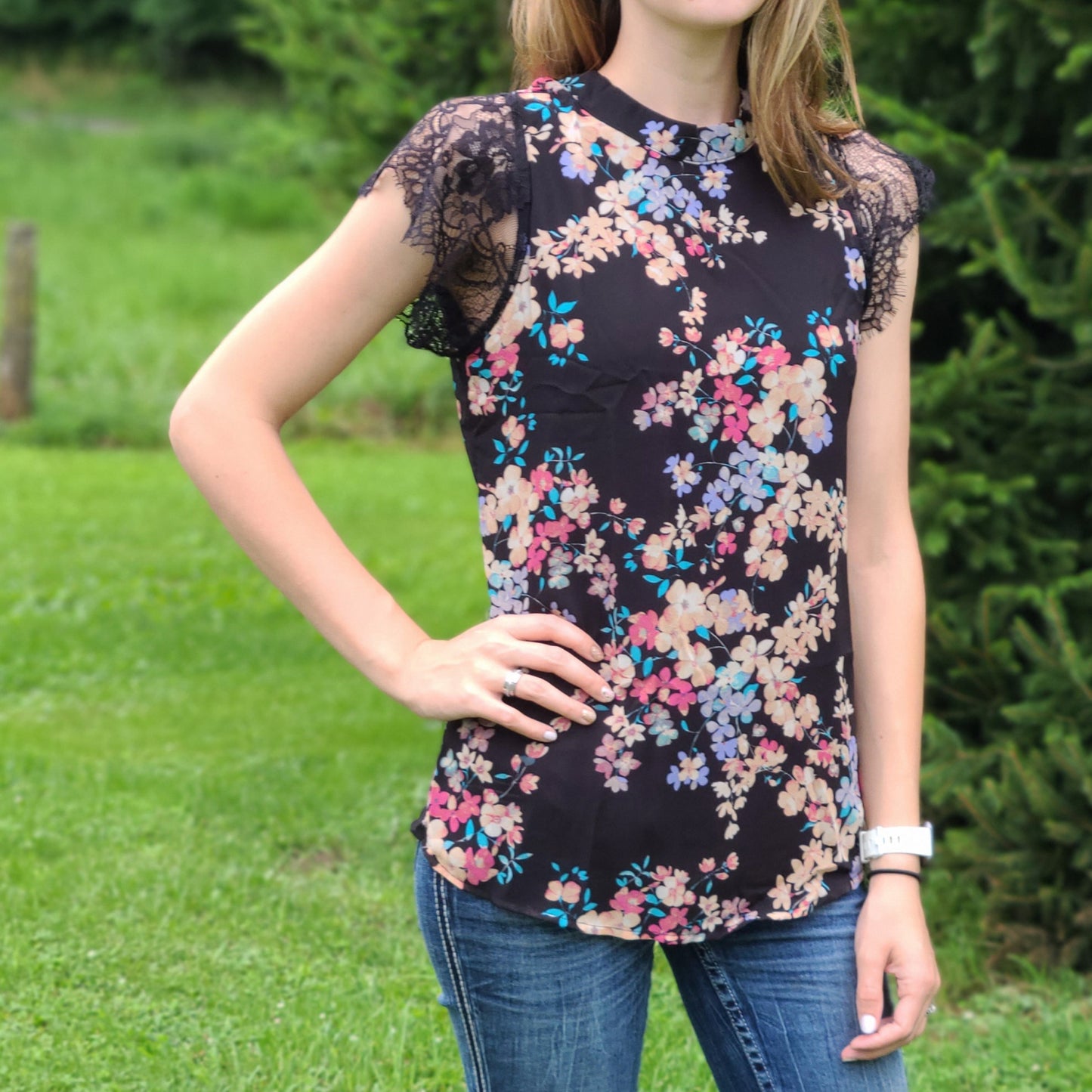 Floral Tank with Lace