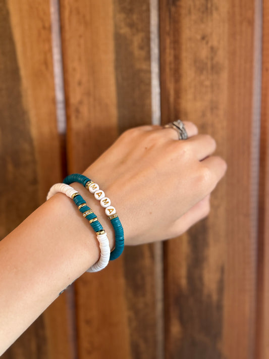 Mama Clay Bead Bracelets (Gold Letters)