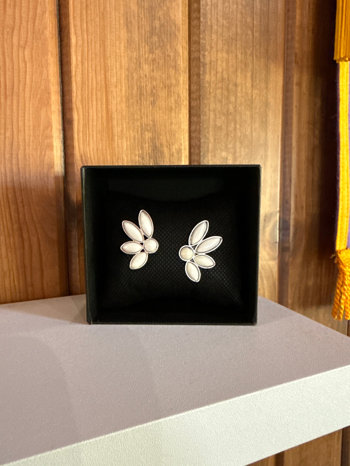 White Turquoise Flower Stud Earrings