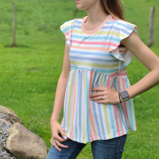 Pastel Striped Flowy Tank