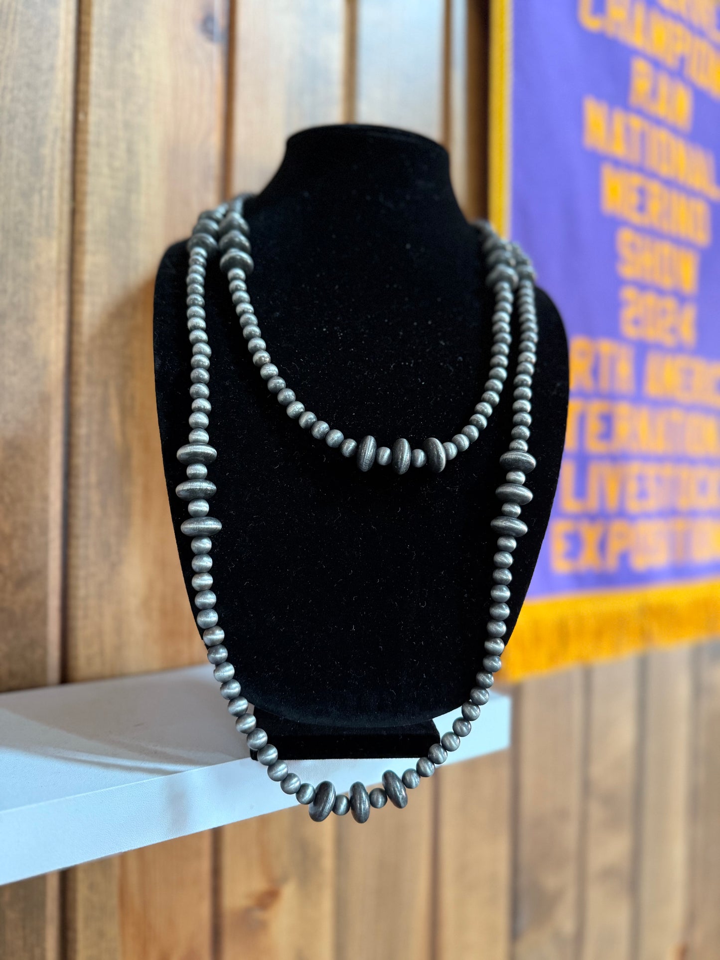 60” Multiple Size Navajo Pearl Bead Necklace