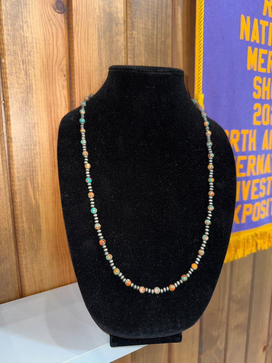 Navajo and Rust Round Gemstone Necklace