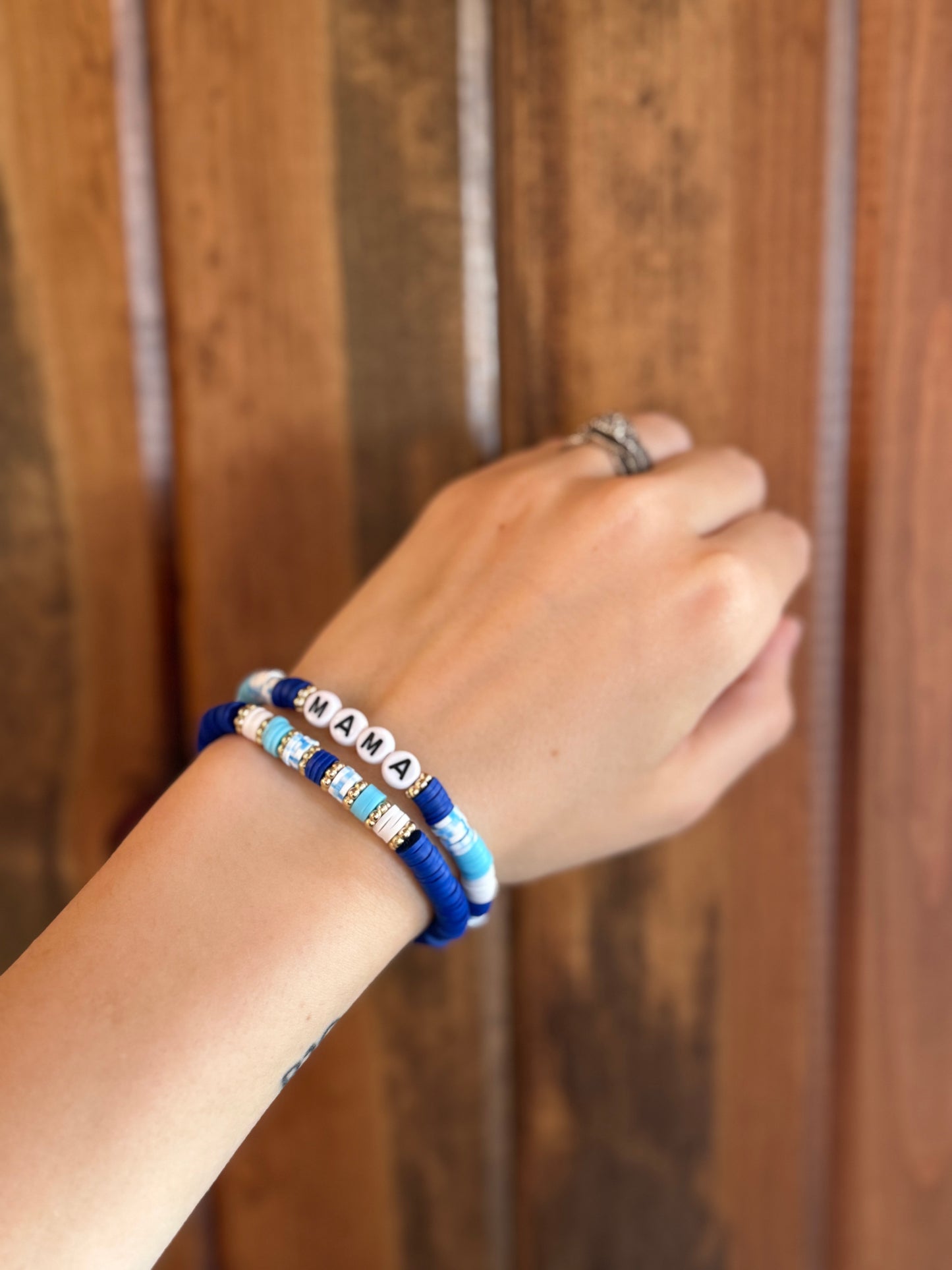 Mama Clay Bead Bracelets (Black Letters)
