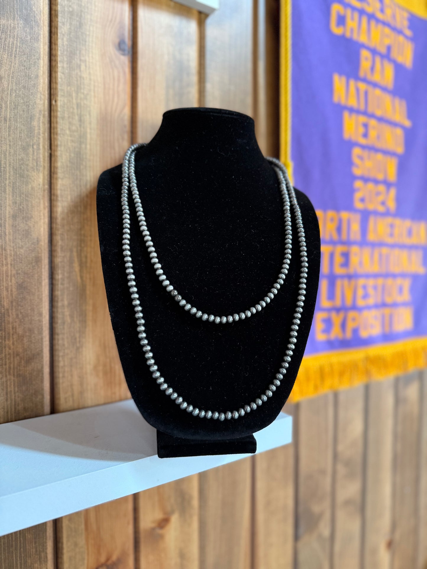 60” 6mm Navajo Pearl Necklace