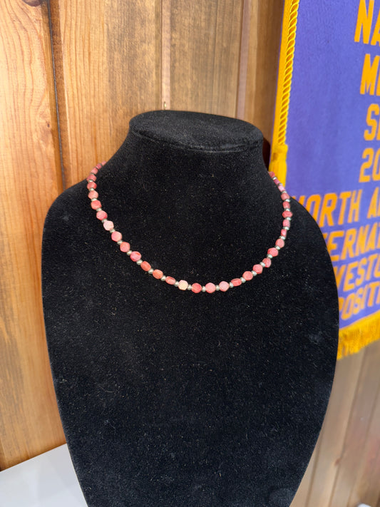 Pink Hexa Gemstone Necklace