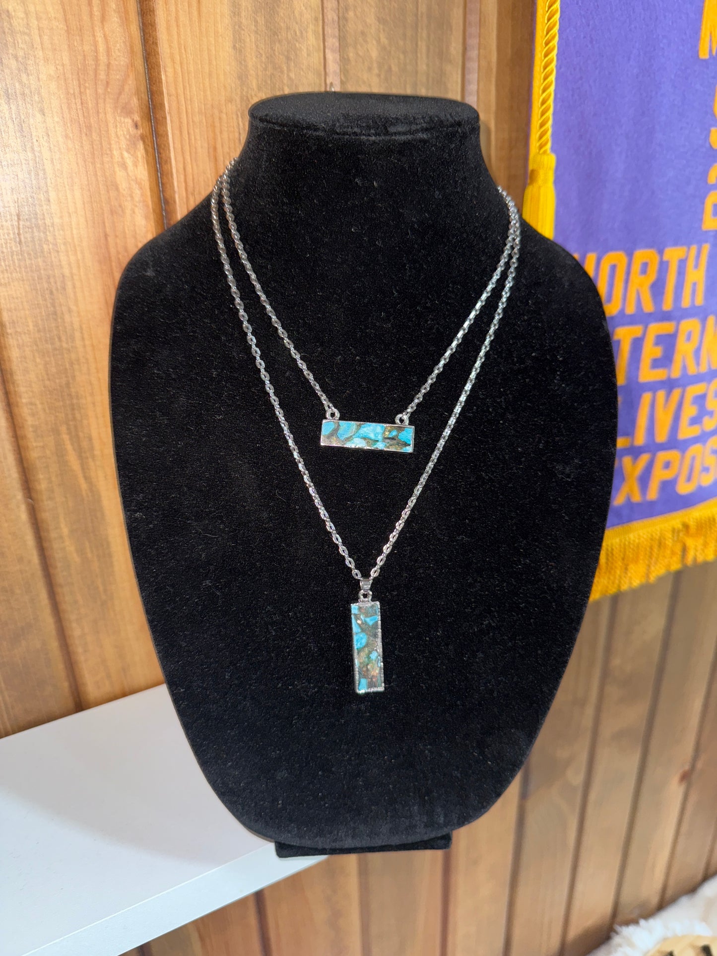 Double Bar Gemstone Necklace