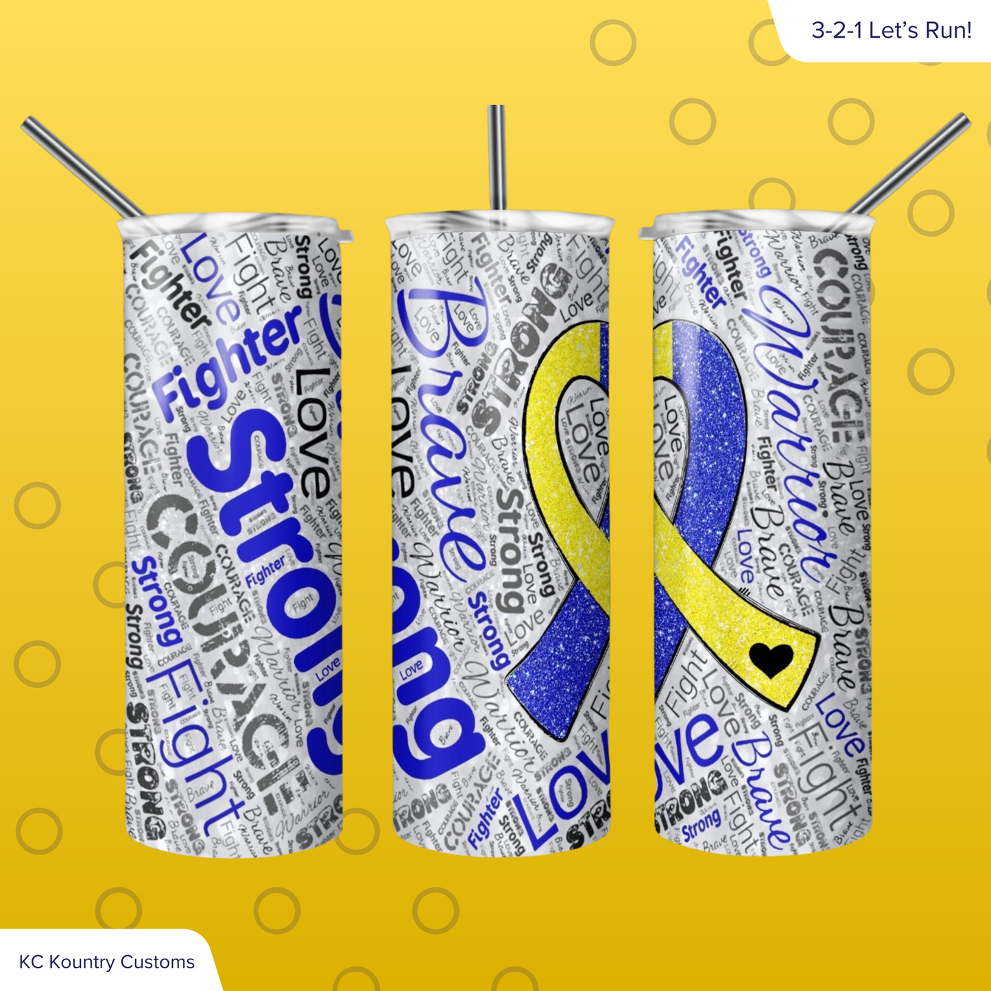 Glitter Ribbon Down Syndrome Word Art Tumbler