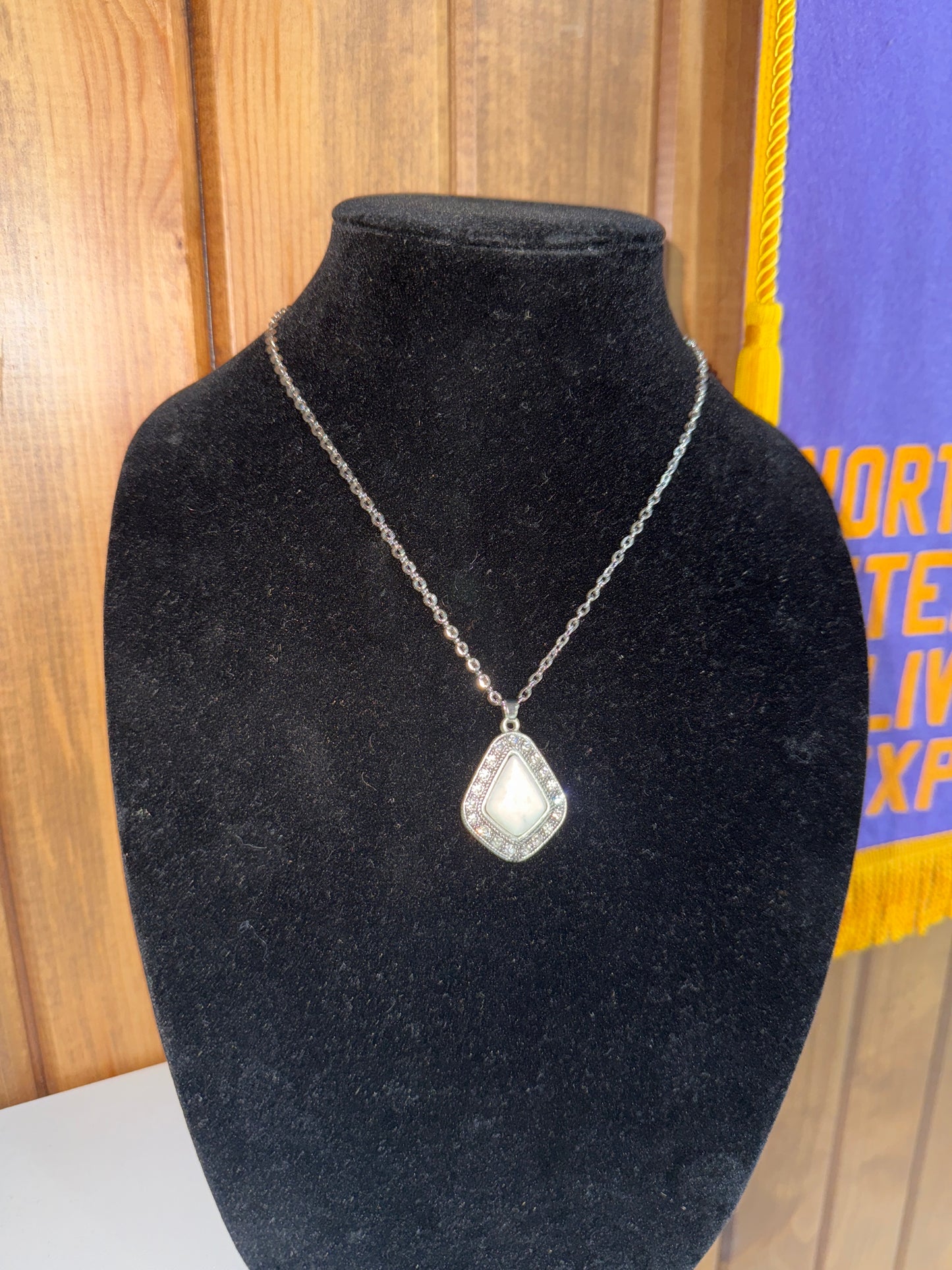 White Bling Turquoise Necklace