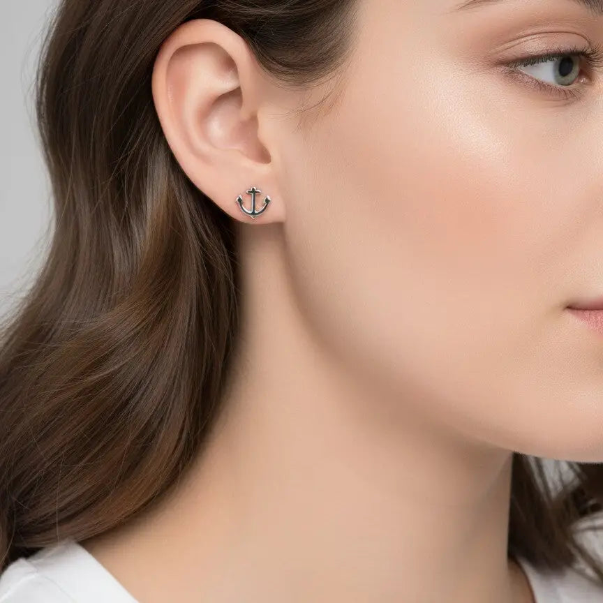 Anchor Geometric Stud Earrings