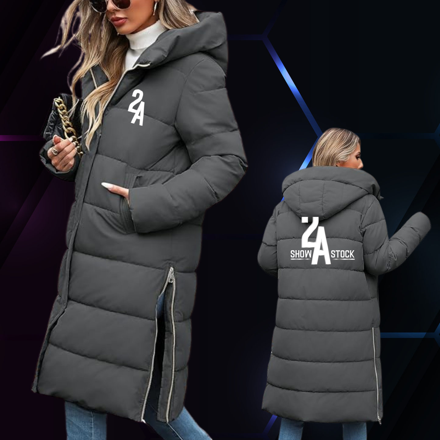 2A Long Grey Puffer Coat