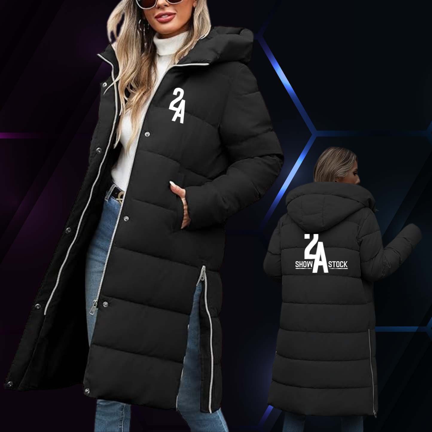 2A Long Black Puffer Coat
