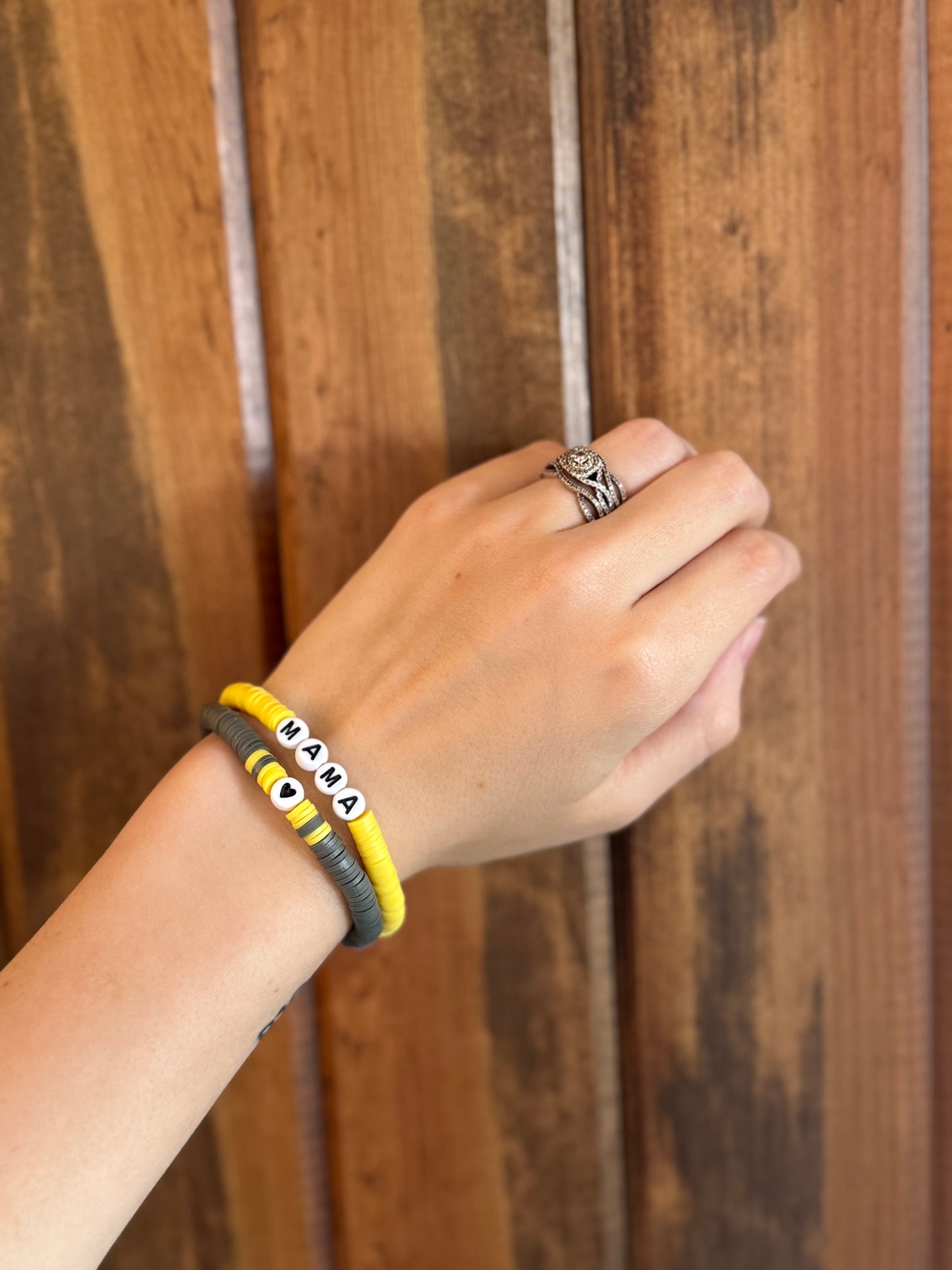 Mama Clay Bead Bracelets (Black Letters)