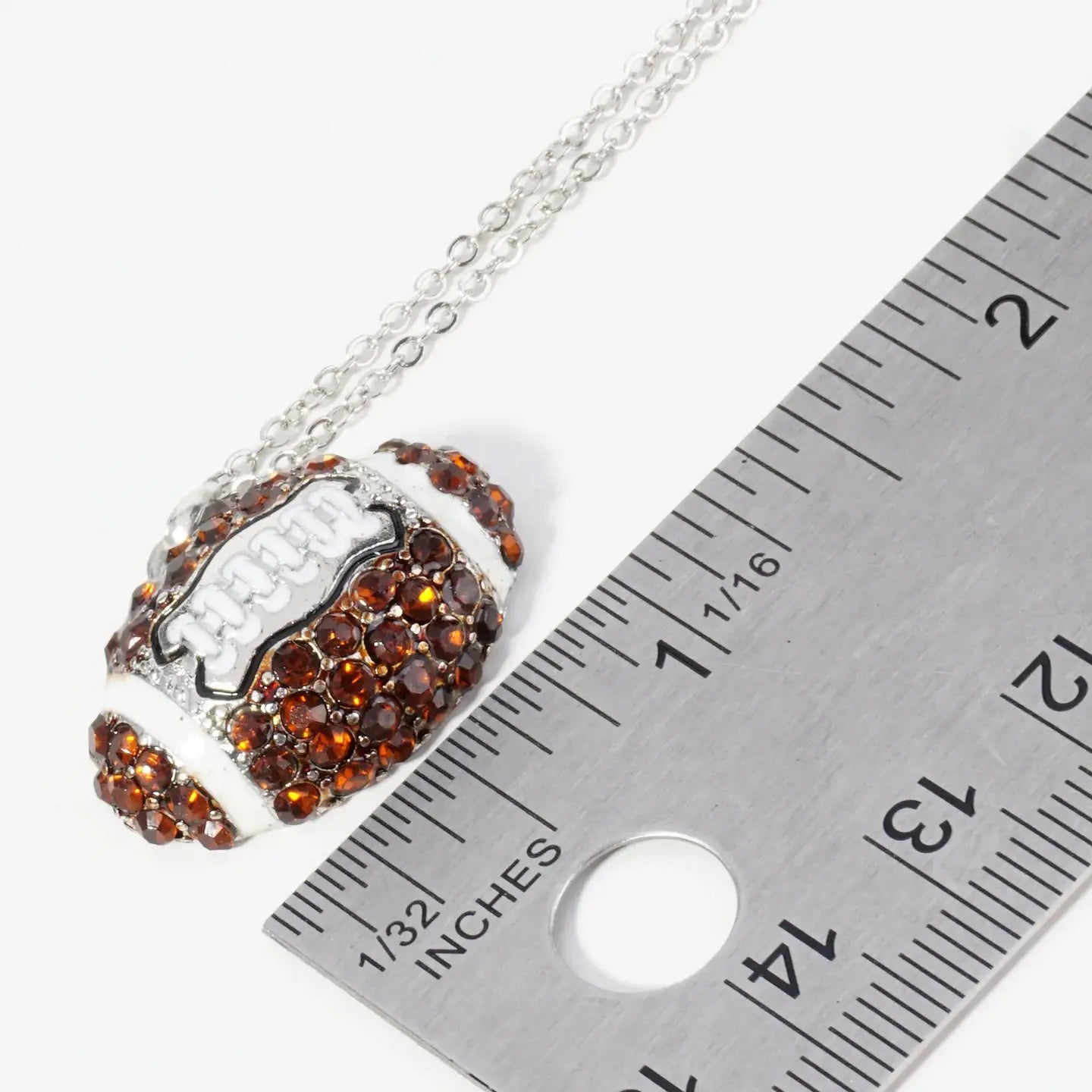 Crystal Pave Half Football Pendant Necklace