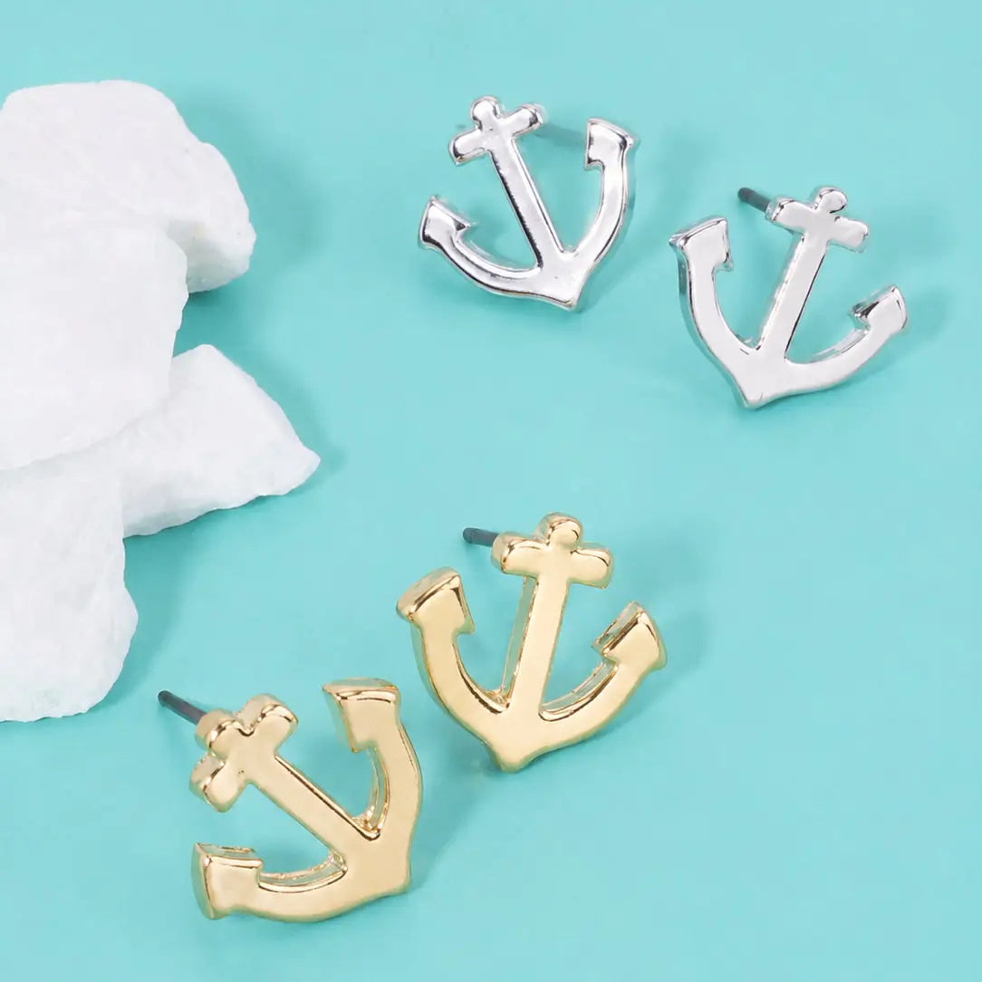 Anchor Geometric Stud Earrings