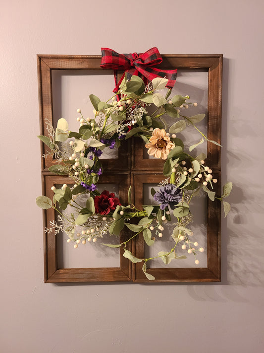 Window Frame Wreath Wall Decor