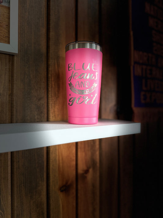 Blue Jeans Kinda Girl Etched Tumbler