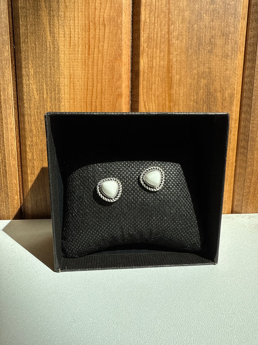 7mm Irregular White Turquoise Stud Earrings