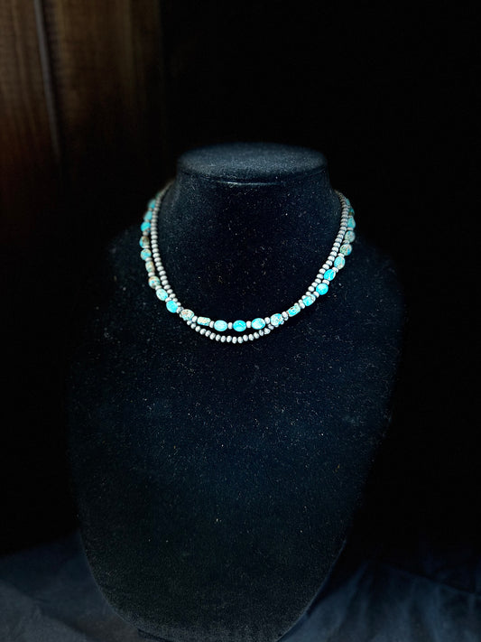 Dual Strand Oval Gem Stone Necklace