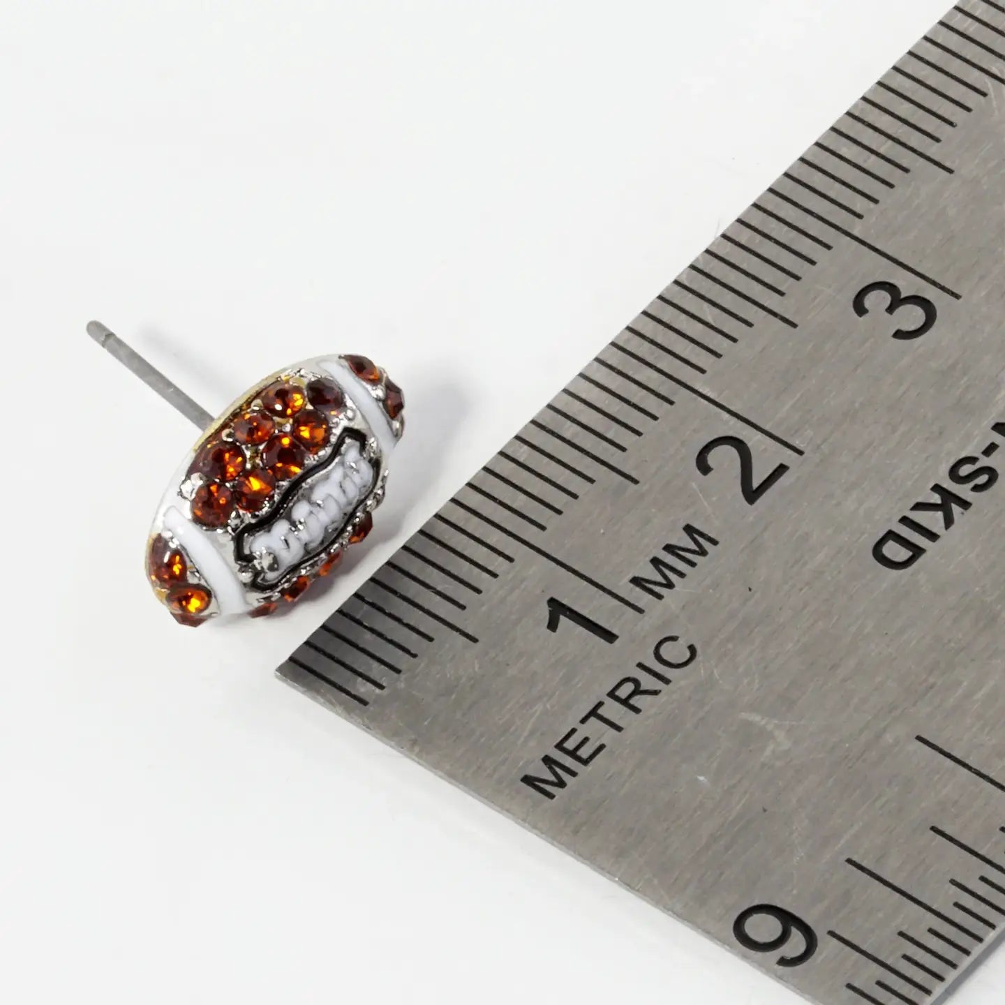 Crystal Pave Football Button Stud Earrings