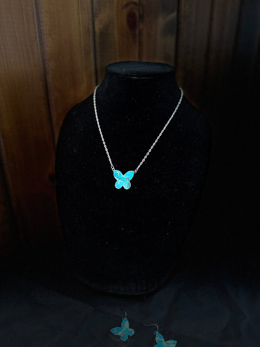 Blue Butterfly Necklace
