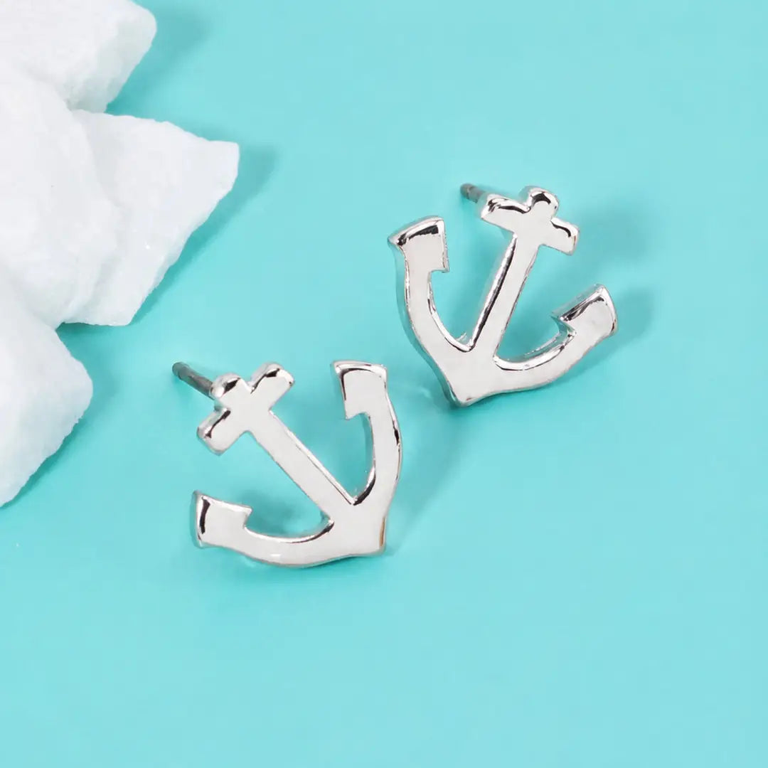 Anchor Geometric Stud Earrings