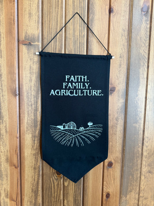 Faith. Family. Agriculture. Canvas Banner