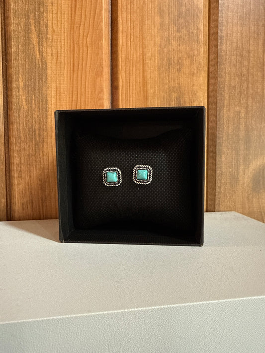 6mm Square Turquoise Stud Earrings