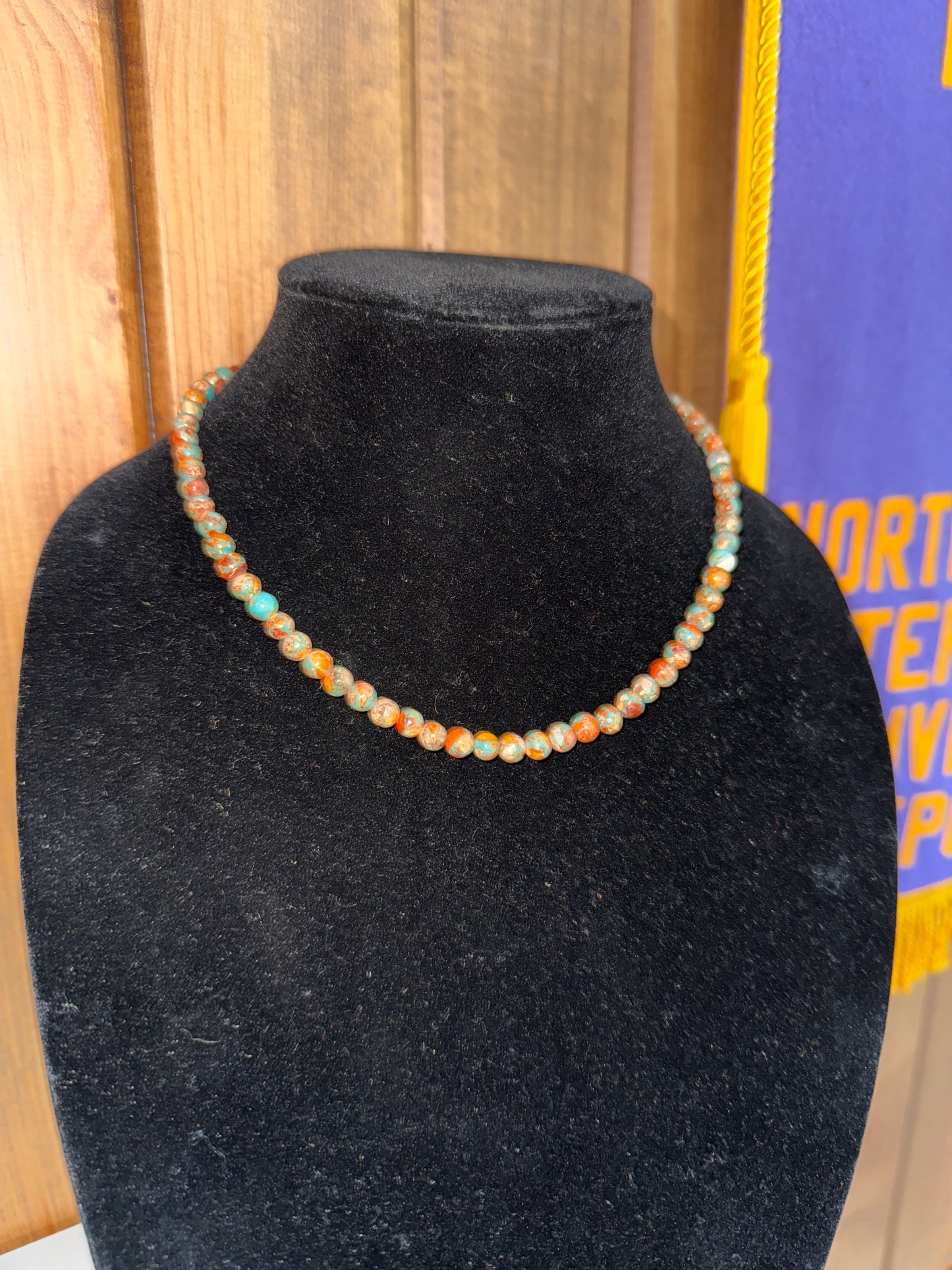 Handmade Rust Round Gemstone Necklace