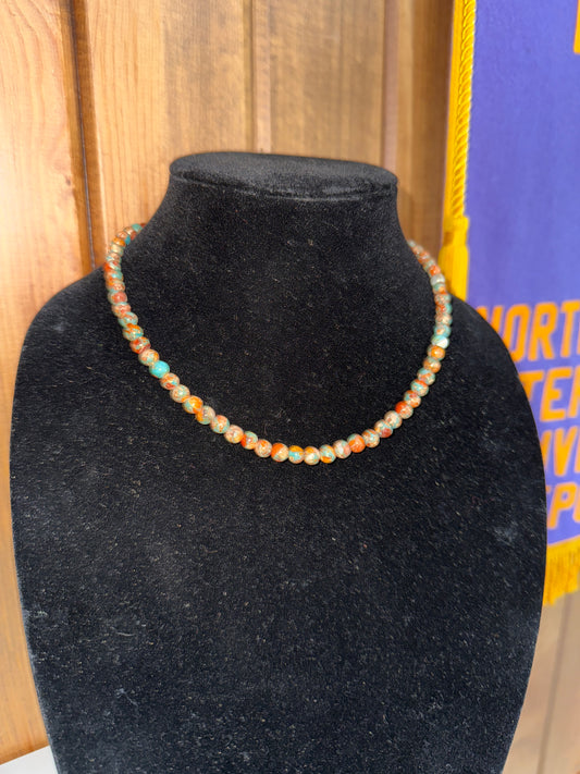 Handmade Rust Round Gemstone Necklace