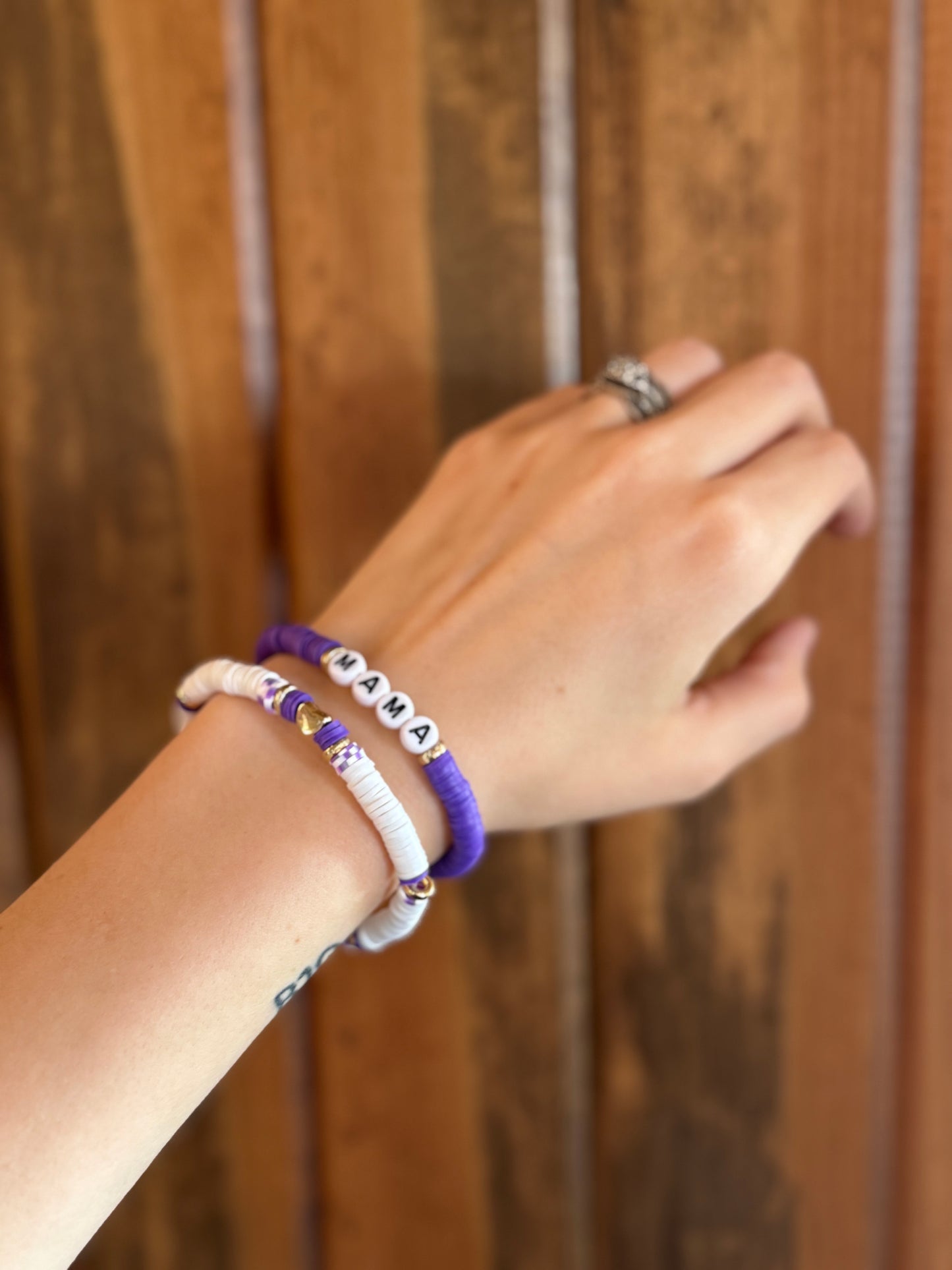 Mama Clay Bead Bracelets (Black Letters)