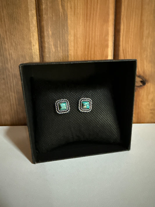 6mm Square Gemstone Stud Earrings