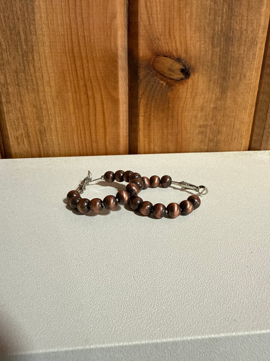 Copper Navajo Bead Hoop Earrings